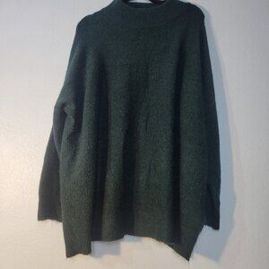 Size 26/28 Forest Green Mock Turtleneck Sweater made with Wool